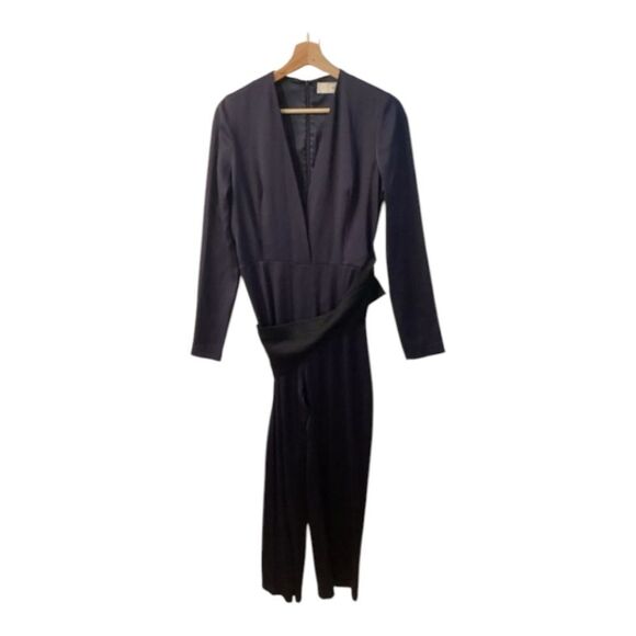 Galvan London Women’s Elegant Navy Blue Long Sleeve Jumpsuit Formal Outfit - Picture 7 of 15